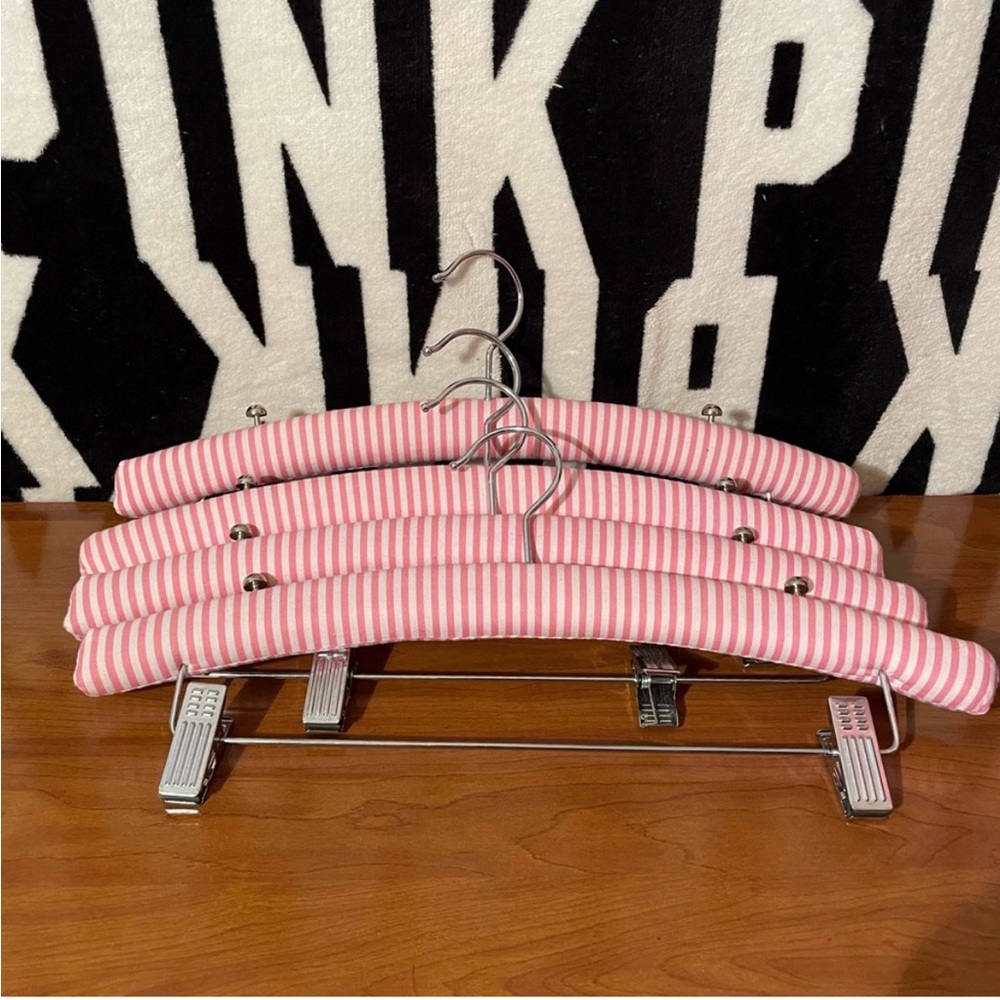 Vintage Victoria Secret‎ PINK  Striped Clip Hangers Set of 4 - Picture 4 of 4